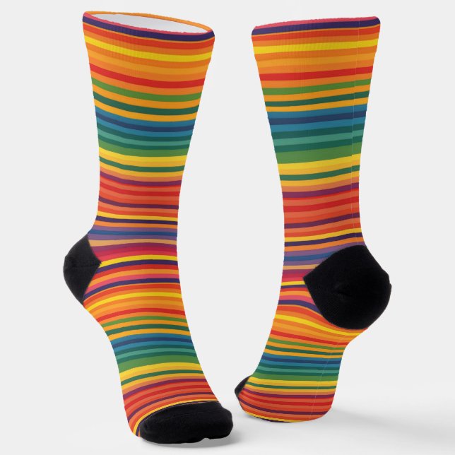 Warm Colors Stripe Pattern Socks (Angled)