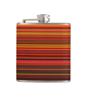 Warm Colors - Trendy Style - Stripe Pattern Hip Flask