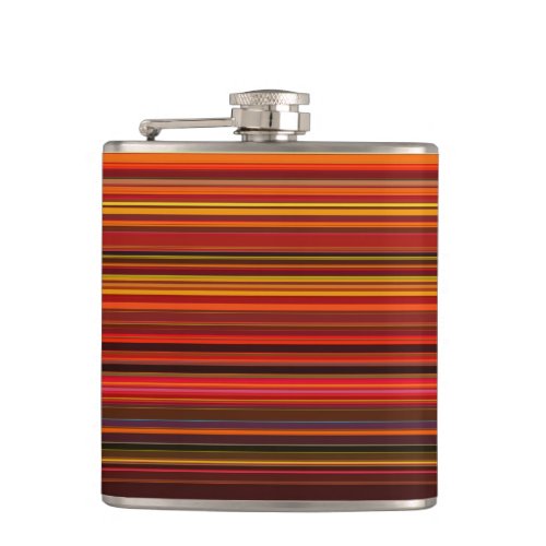 Warm Colors _ Trendy Style _ Stripe Pattern Hip Flask