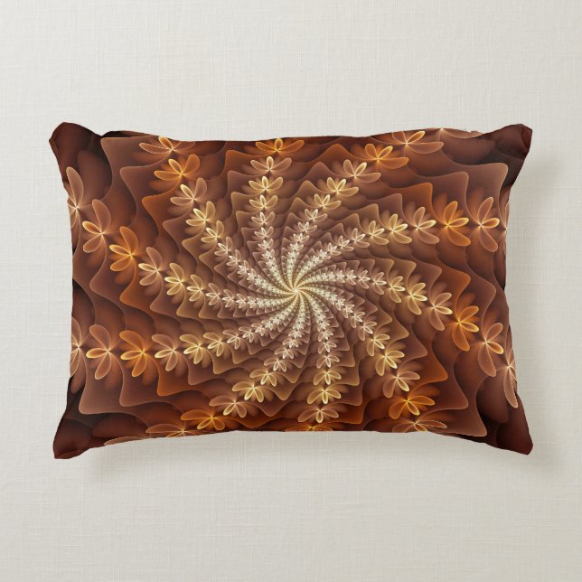 Warm Colors, Trippy Modern Fractal Art Pattern Accent Pillow (Front)