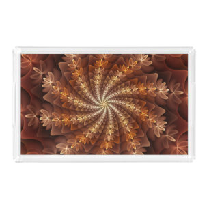 Warm Colors, Trippy Modern Fractal Art Pattern Acrylic Tray