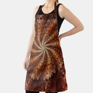 Warm Colors, Trippy Modern Fractal Art Pattern Apron