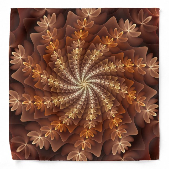Warm Colors, Trippy Modern Fractal Art Pattern Bandana (Front)