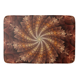 Warm Colors, Trippy Modern Fractal Art Pattern Bath Mat