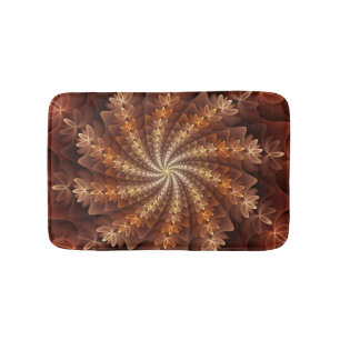 Warm Colors, Trippy Modern Fractal Art Pattern Bath Mat