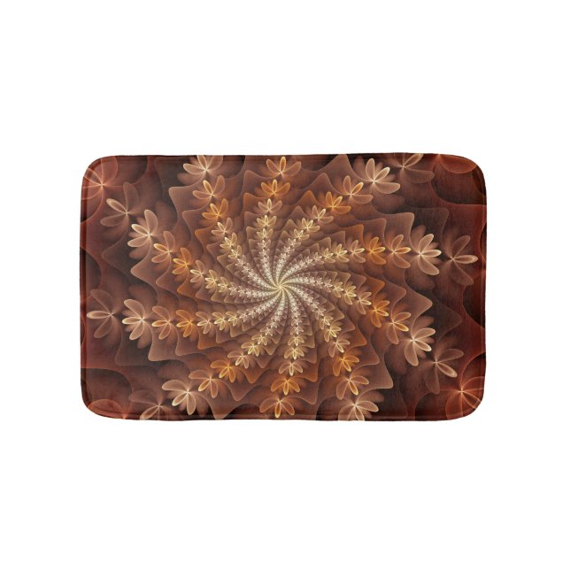 Warm Colors, Trippy Modern Fractal Art Pattern Bath Mat (Front)