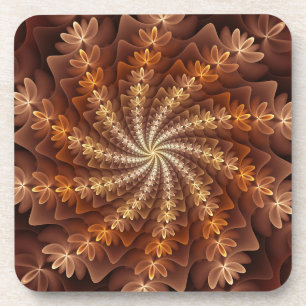 Warm Colors, Trippy Modern Fractal Art Pattern Beverage Coaster