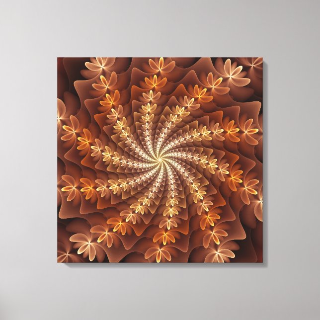 Warm Colors, Trippy Modern Fractal Art Pattern Canvas Print (Front)