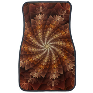 Warm Colors, Trippy Modern Fractal Art Pattern Car Floor Mat