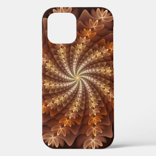 Warm Colors, Trippy Modern Fractal Art Pattern iPhone 12 Pro Case