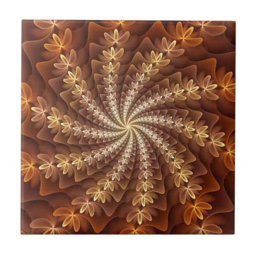 Warm Colors Trippy Modern Fractal Art Pattern Ceramic Tile