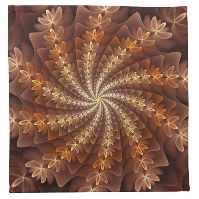 Warm Colors, Trippy Modern Fractal Art Pattern Cloth Napkin (Front)