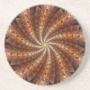 Warm Colors, Trippy Modern Fractal Art Pattern Coaster