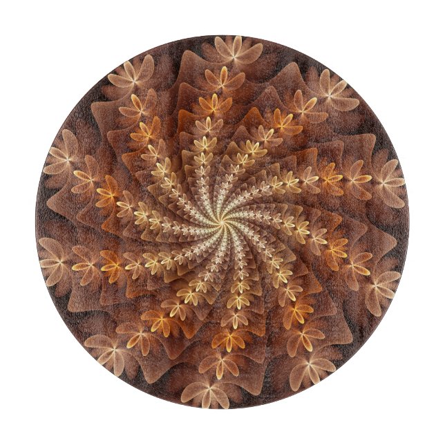 Warm Colors, Trippy Modern Fractal Art Pattern Cutting Board (Front)