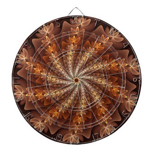 Warm Colors Trippy Modern Fractal Art Pattern Dart Board