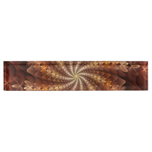 Warm Colors, Trippy Modern Fractal Art Pattern Desk Name Plate