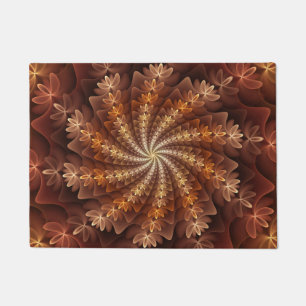 Warm Colors, Trippy Modern Fractal Art Pattern Doormat