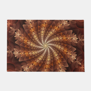 Warm Colors, Trippy Modern Fractal Art Pattern Doormat