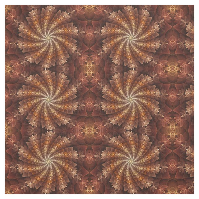Warm Colors, Trippy Modern Fractal Art Pattern Fabric (Swatch)