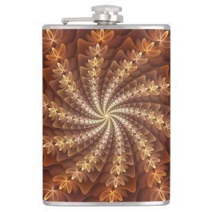 Warm Colors, Trippy Modern Fractal Art Pattern Flask