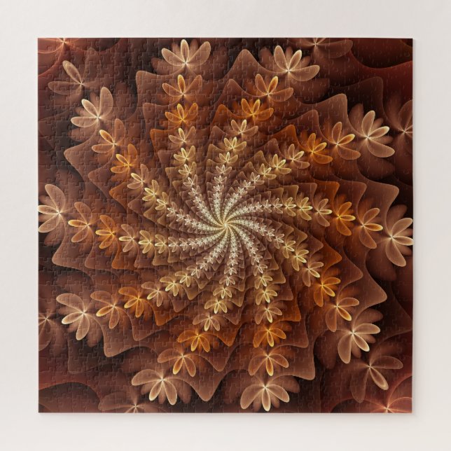 Warm Colors, Trippy Modern Fractal Art Pattern Jigsaw Puzzle (Vertical)