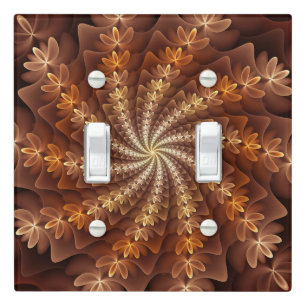 Warm Colors, Trippy Modern Fractal Art Pattern Light Switch Cover
