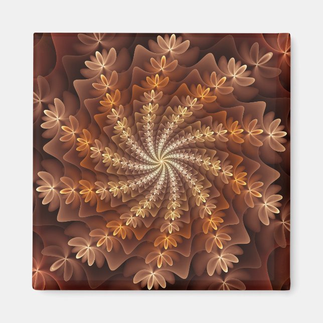 Warm Colors, Trippy Modern Fractal Art Pattern Magnet (Front)