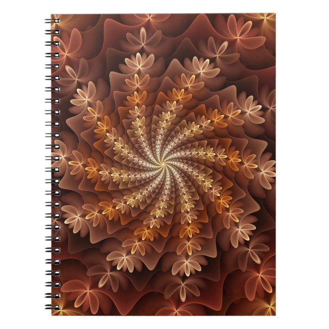 Warm Colors, Trippy Modern Fractal Art Pattern Notebook (Front)