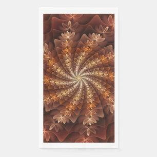 Warm Colors, Trippy Modern Fractal Art Pattern Paper Guest Towels