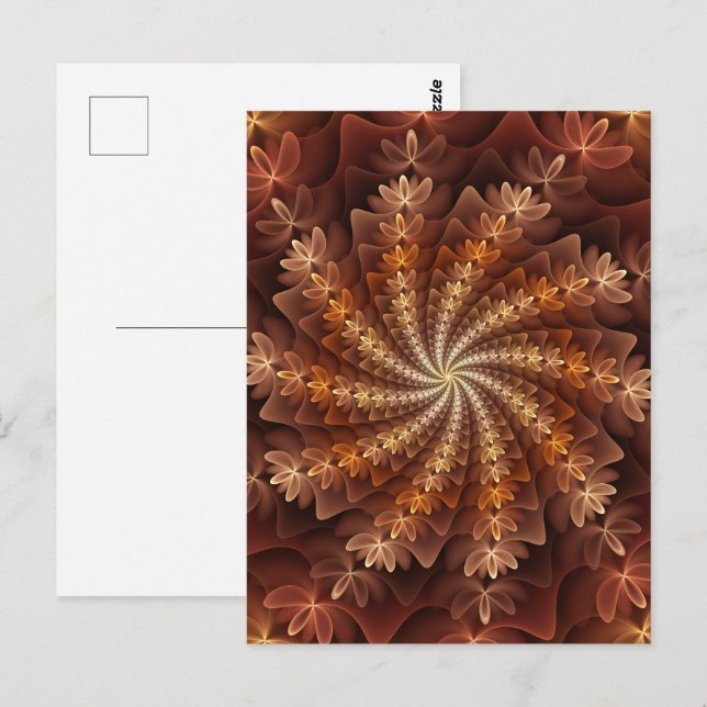 Warm Colors, Trippy Modern Fractal Art Pattern Postcard (Front/Back)
