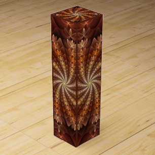 Warm Colors, Trippy Modern Fractal Art Pattern Wine Box