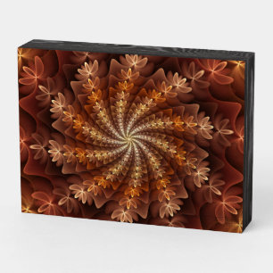 Warm Colors, Trippy Modern Fractal Art Pattern Wooden Box Sign