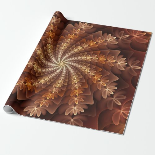 Warm Colors Trippy Modern Fractal Art Pattern Wrapping Paper