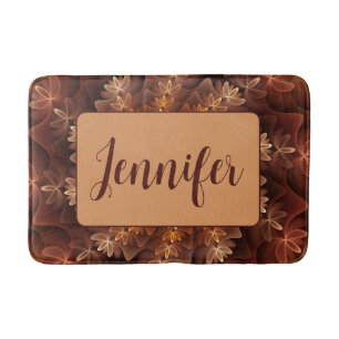 Warm Colors, Trippy Modern Fractal Pattern Name Bath Mat