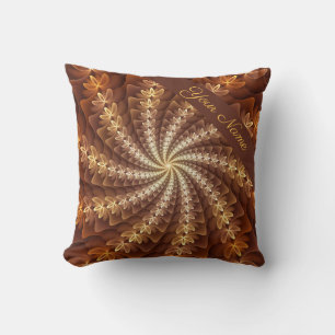 Warm Colors, Trippy Modern Fractal Pattern Name Throw Pillow