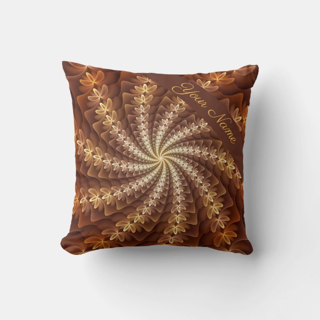 Warm Colors, Trippy Modern Fractal Pattern Name Throw Pillow (Front)
