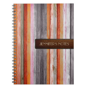 Warm Colors Wood Elegant Leather Look #10 Notebook