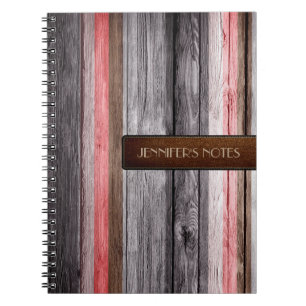 Warm Colors Wood Elegant Leather Look #14 Notebook