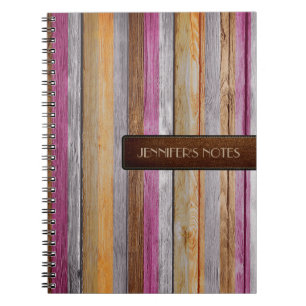 Warm Colors Wood Elegant Leather Look #19 Notebook
