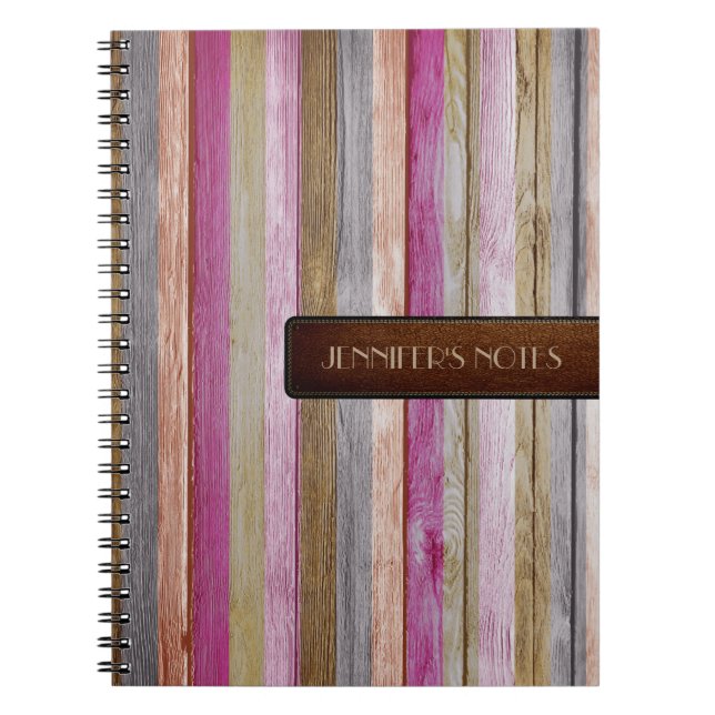 Warm Colors Wood Elegant Leather Look #21 Notebook (Front)