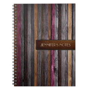 Warm Colors Wood Elegant Leather Look #25 Notebook