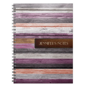 Warm Colors Wood Elegant Leather Look #30 Notebook