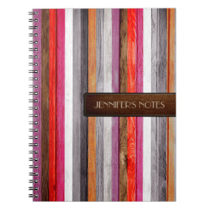 Warm Colors Wood Elegant Leather Look #7 Notebook