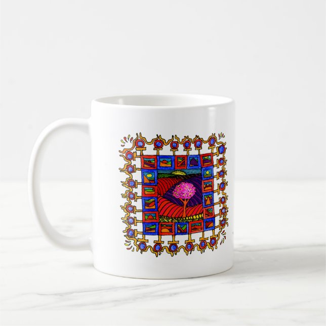 Warm coloured landschapjes with lively list! coffee mug (Left)