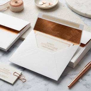 Warm Copper Metallic Romantic Wedding Envelope