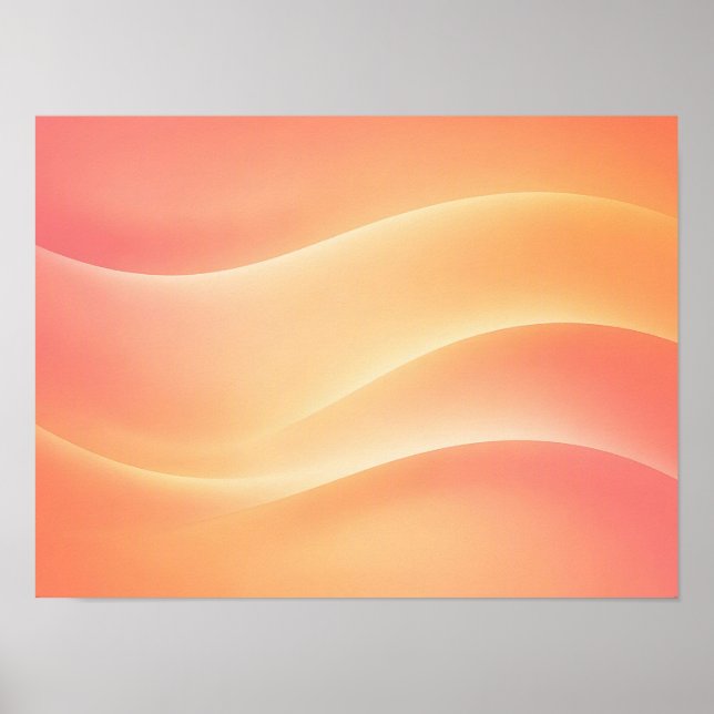 Warm Coral Peach Gradient Abstract Waves Poster (Front)