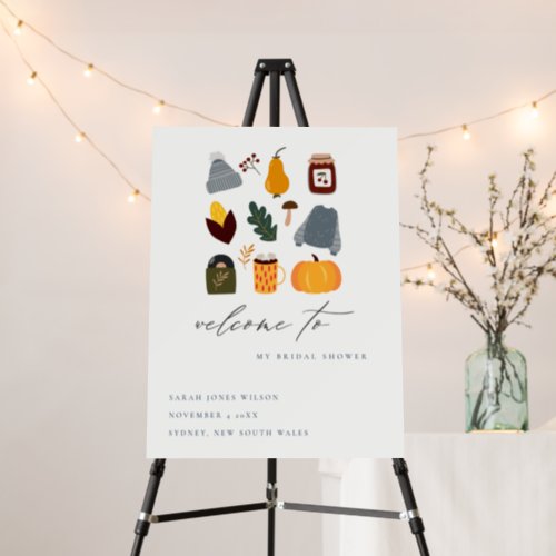 Warm Cozy Autumn Essential Bridal Shower Welcome Foam Board