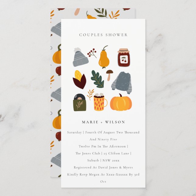 Warm Cozy Autumn Essential Couples Shower Invite (Front/Back)