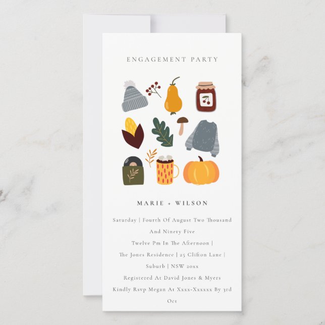 Warm Cozy Autumn Essential Engagement Invite (Front)