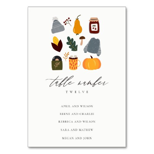 Warm Cozy Autumn Essential Wedding Seating Chart Table Number